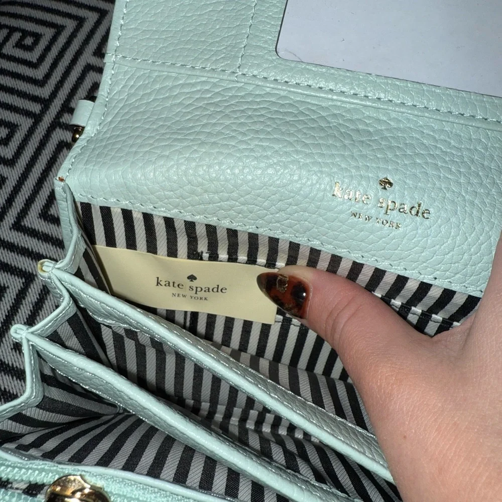 kate spade Mint Green Pebbled Leather Wristlet
